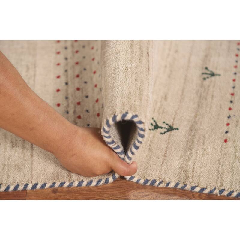 Gabbeh Accent Rug Hand-Knotted Contemporary Wool Carpet - 3'0" x 4'10"