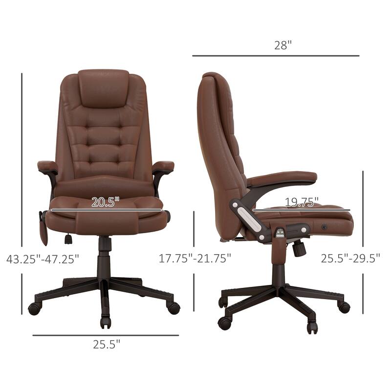 Brown Massage Desk Chair Gaming Chair with Wheels, Stylish Computer Chair Office Chair with Heat and High Back