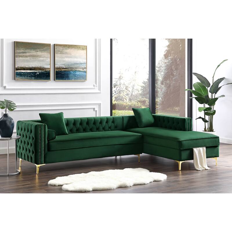Dante Velvet Chaise Sectional Sofa