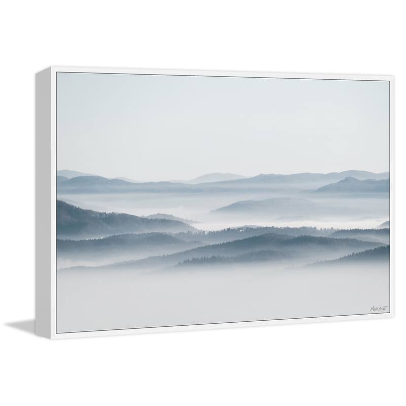 Foggy Mountain View Floater Framed Print on Canvas