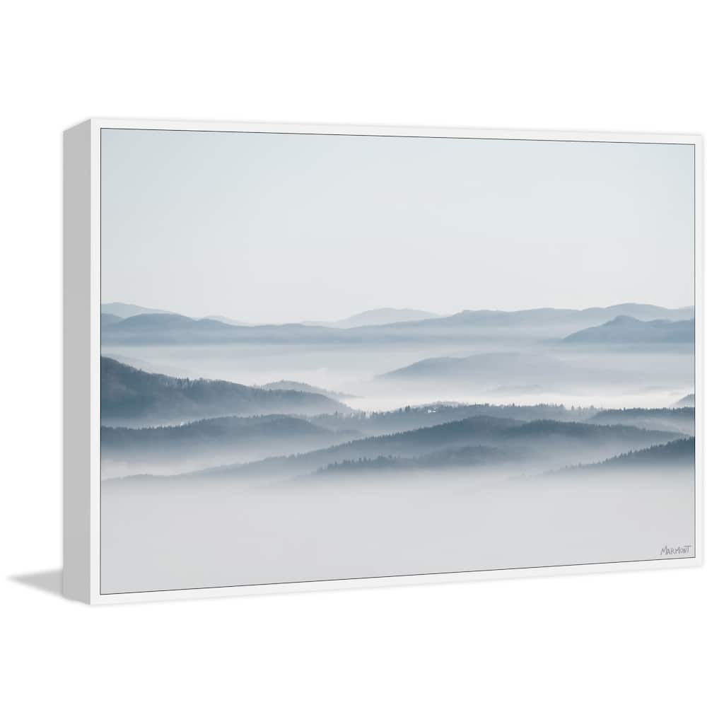 Foggy Mountain View Floater Framed Print on Canvas
