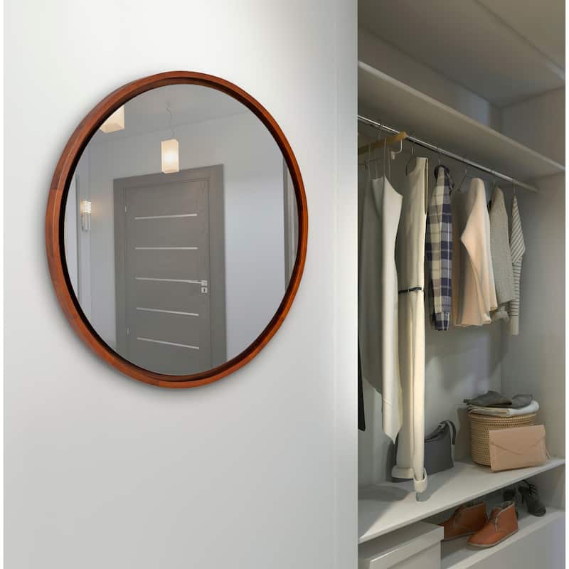 Kate and Laurel Evans Framed Round Wall Mirror - 30" Diameter