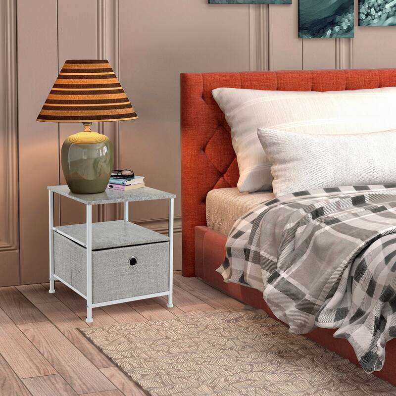 Nightstand 1-Drawer Shelf Storage - Bedside Furniture End Table Chest