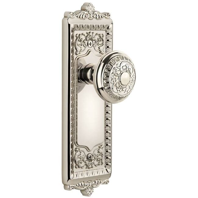 Grandeur Windsor Solid Brass Rose Privacy Door Knob Set with Windsor - Polished Nickel