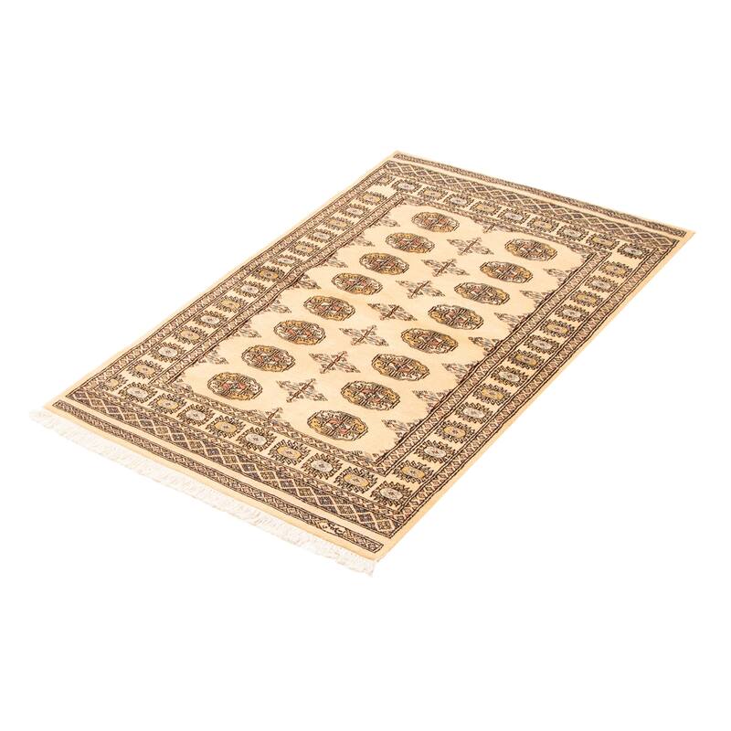 ECARPETGALLERY Hand-knotted Peshawar Bokhara Beige Wool Rug - 3'3 x 5'5