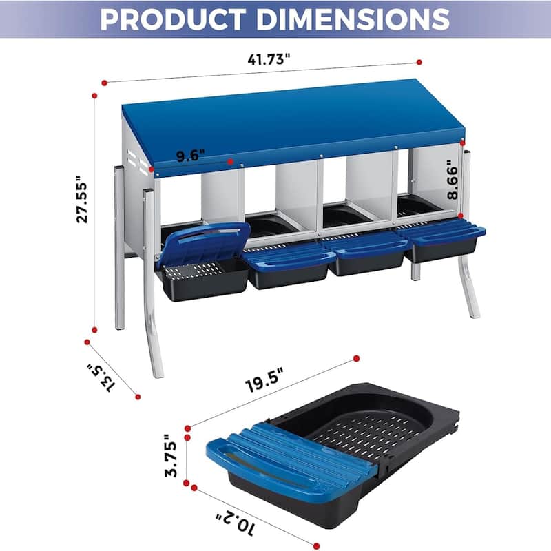 Roll-Away Nesting Boxes for Chickens Coop with Perch