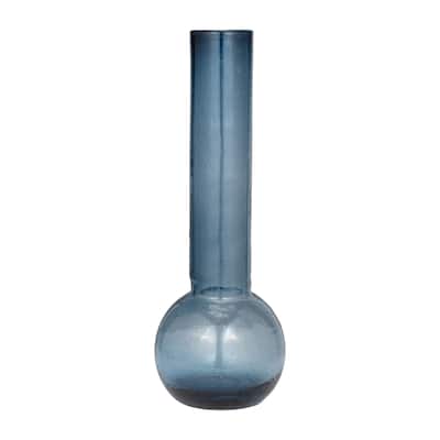19" Glass Vase Contemporary Blue Vase For Floral Arrangements Beautiful Decorative Table Accent for Home or Office