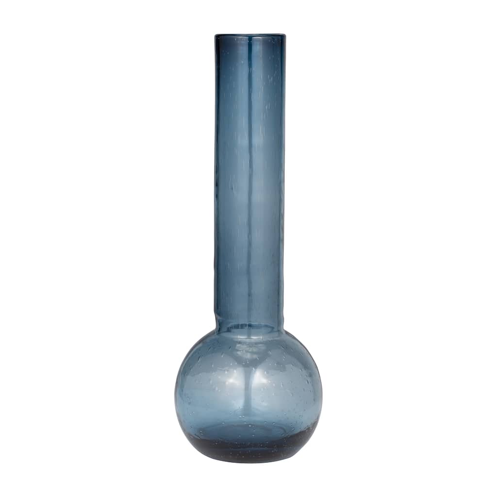 19" Glass Vase Contemporary Blue Vase For Floral Arrangements Beautiful Decorative Table Accent for Home or Office