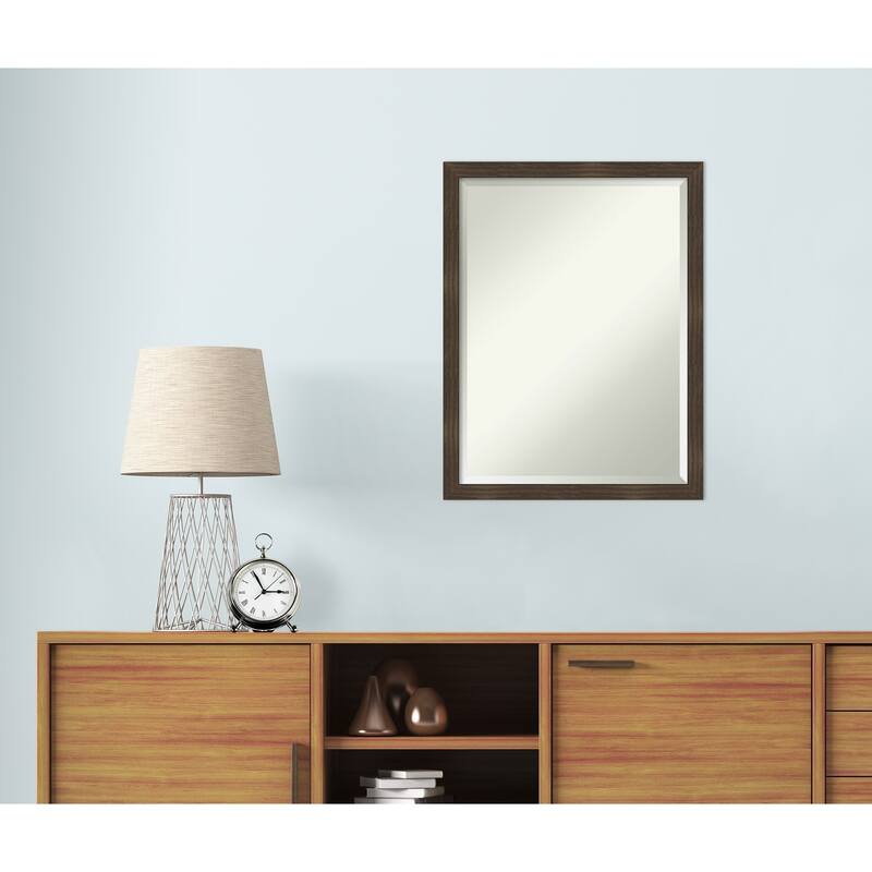 Woodgrain Stripe Beveled Wood Framed Wall Mirror