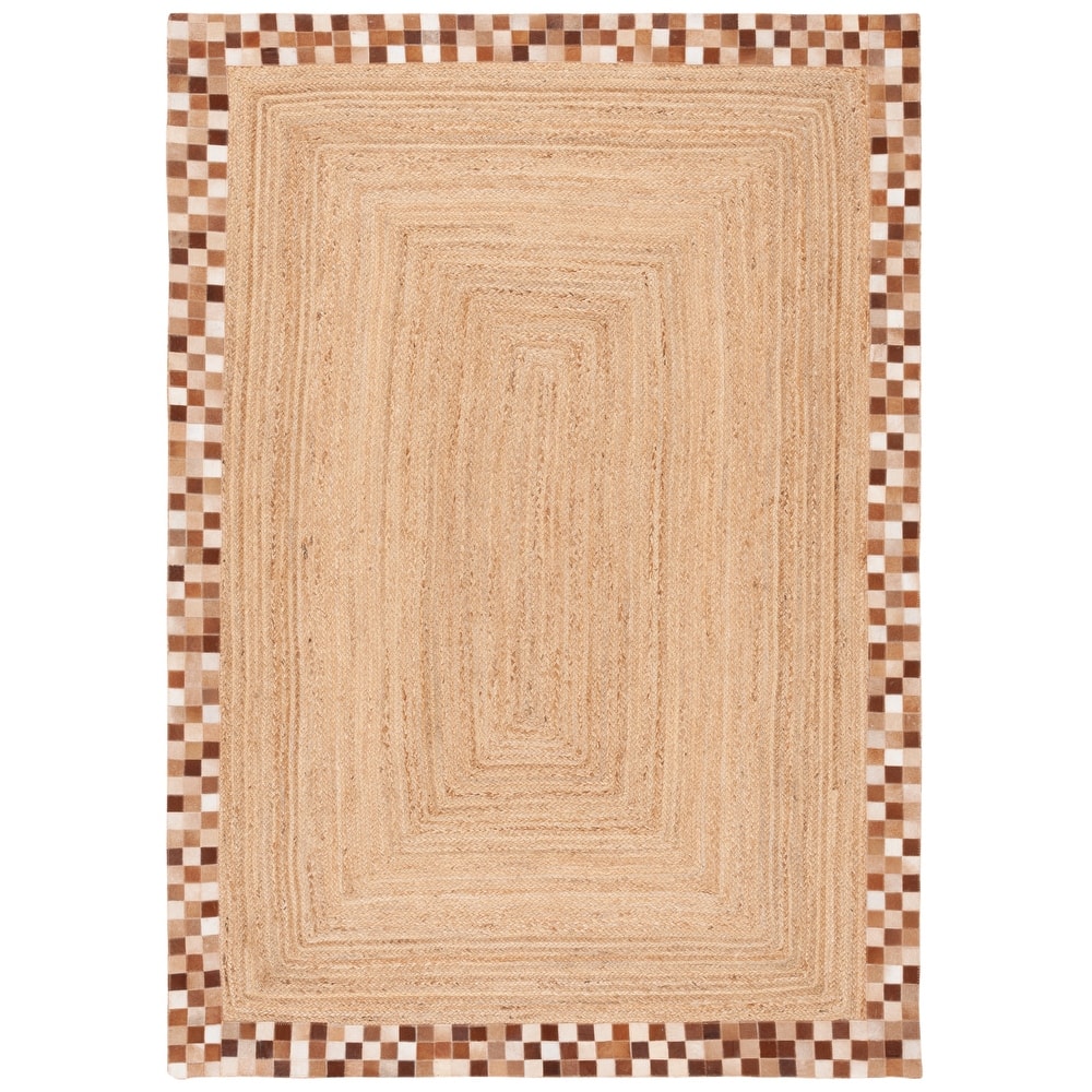 SAFAVIEH Handmade Natural Fiber Maleah Farmhouse Cowhide Leather Rug