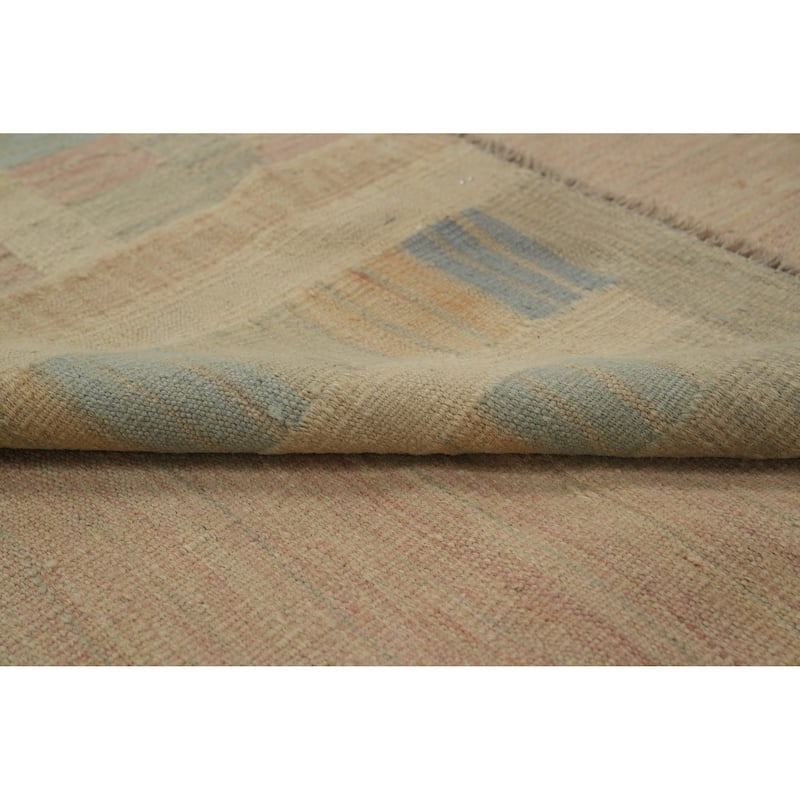 Hand Woven Oriental 100% Wool Carpet Southwestern Tribal Pink Kilim Area Rug - 12' 3'' X 9' 2''