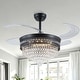 preview thumbnail 55 of 62, 48-Inch Crystal Fandelier with 4 Retractable Blades, Dimmable LED, App and Remote Control - 48 Inches Black2