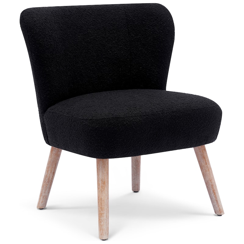 Boucle Polyester Upholstered Armless Accent Chair - Stain Resistant (Set of 2)