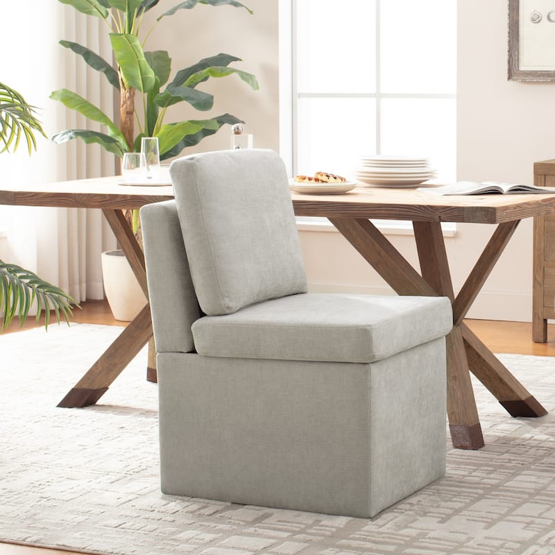 Upholstered Dining Chair with Under Seat Storage- Armless
