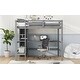 preview thumbnail 7 of 13, Wood Loft Bed w/Slats Support, Full Size Bed Frame with Multifunction Shelves, Full-length Guardrail and Under-bed Desk
