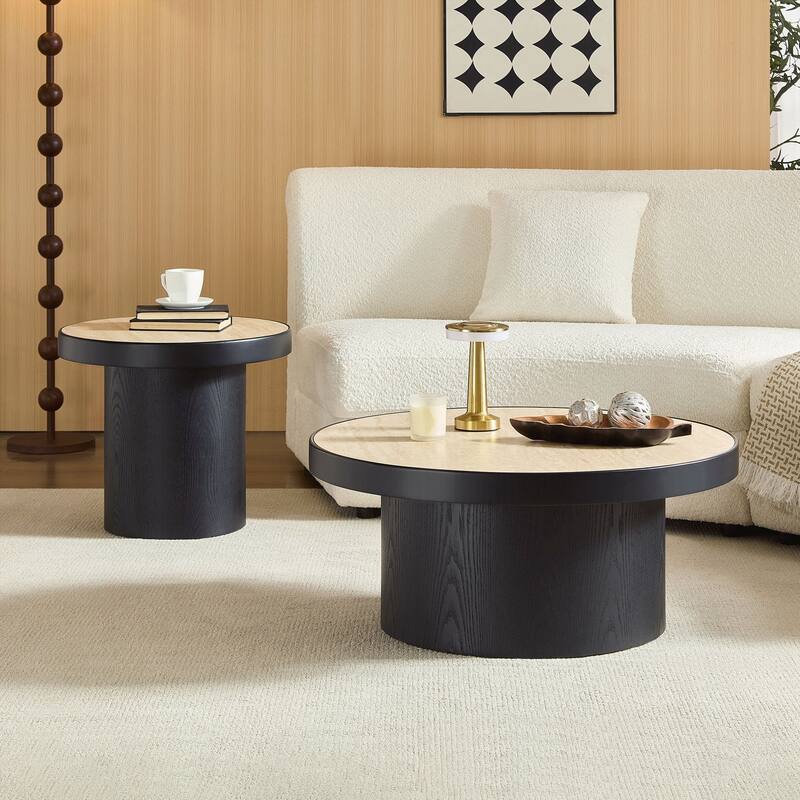 Coffee Table Set of 2 ,MDF Round Coffee Table for Living Room ,Apartment