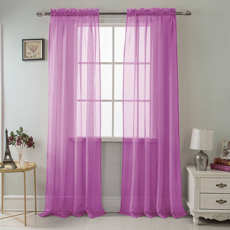 RT Designer Collection Celine Sheer 84 or 90-inch Rod Pocket Curtain Panel