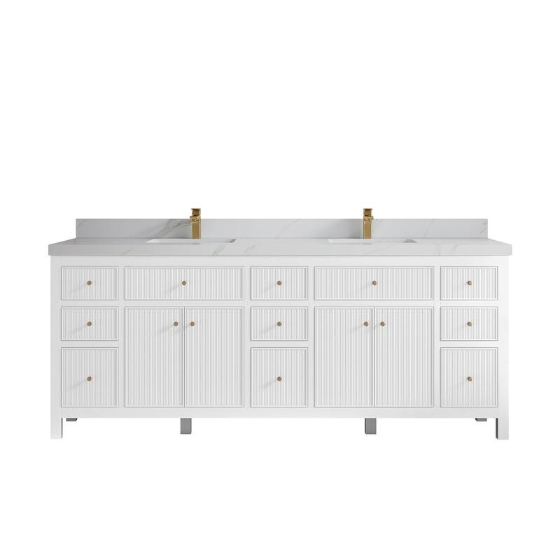 Willow Collections 84 in. W x 22 in. D Sonoma Free Standing Reeded Double Sink Bathroom Vanity with Countertop