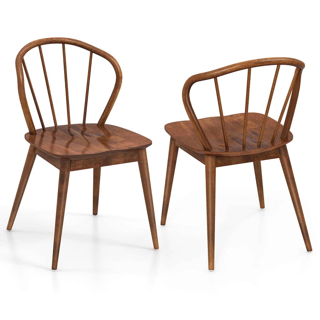 Costway Wooden Dining Chair Set of 2/4 with High Spindle Back Rubber
