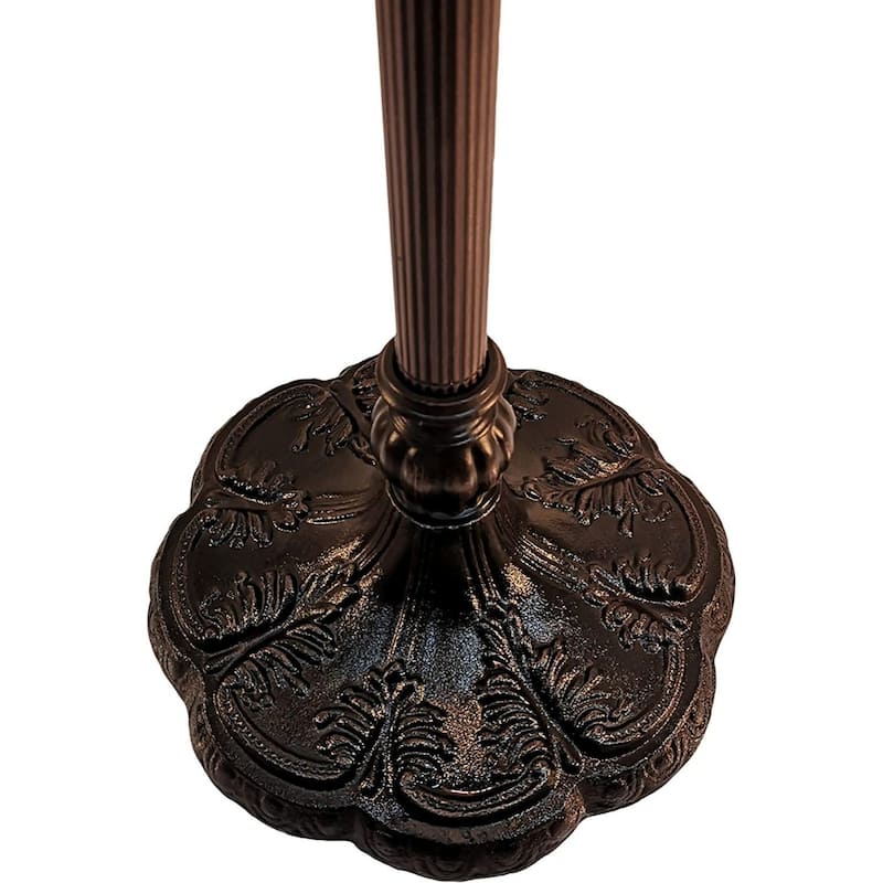 Espresso Metal Traditional Floor Lamp with Red Stained Dome Glass Shades - 18” x 18” x 62” (D x W x H)