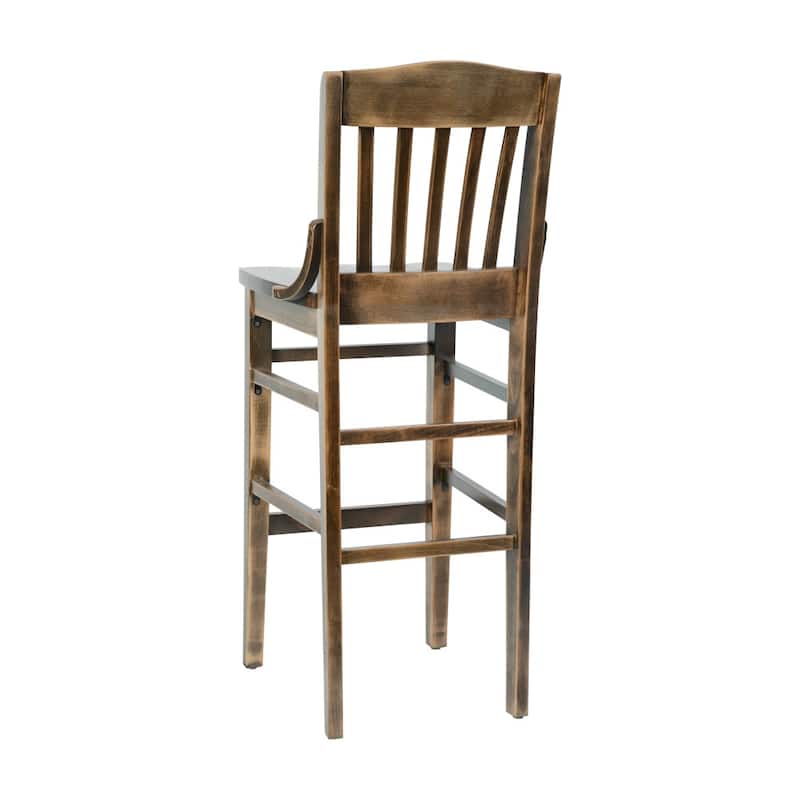 School House Back Wood Restaurant Dining Barstool - 18.5"W x 18.75"D x 44"H