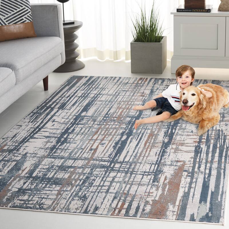 SAFAVIEH Noble Purvoleta Modern & Contemporary Oriental Polyester Rug - 5'1" x 7'6"