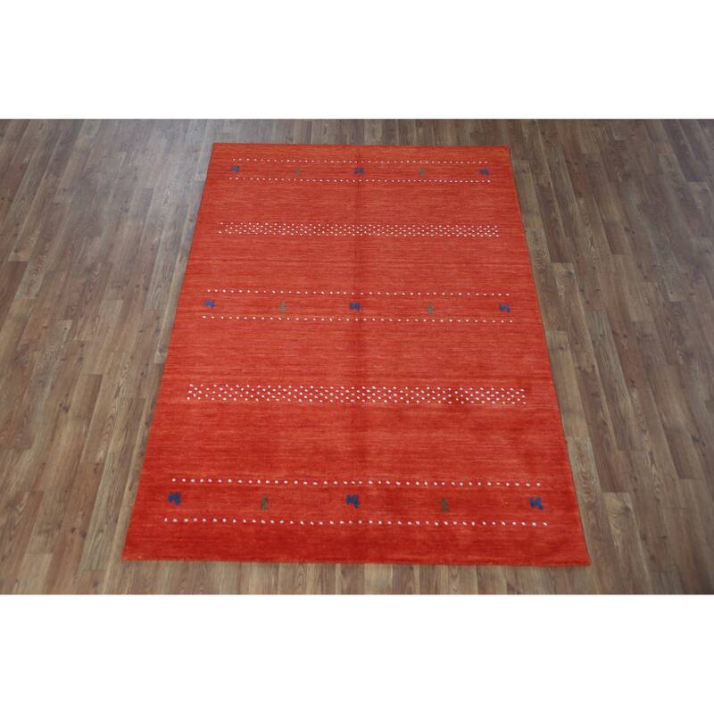Tribal Contemporary Gabbeh Indian Rug Handmade Bedroom Wool Carpet - 4'6" x 6'6"