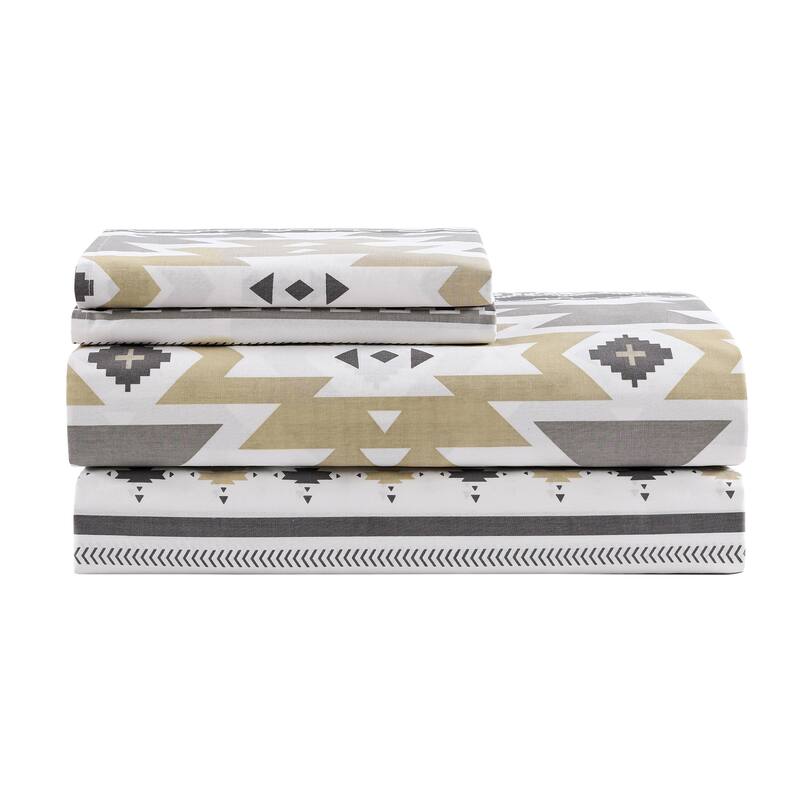 Paseo Road by HiEnd Accents 200TC Cotton Desert Sage Southwestern Aztec Sheet Set, 4PC