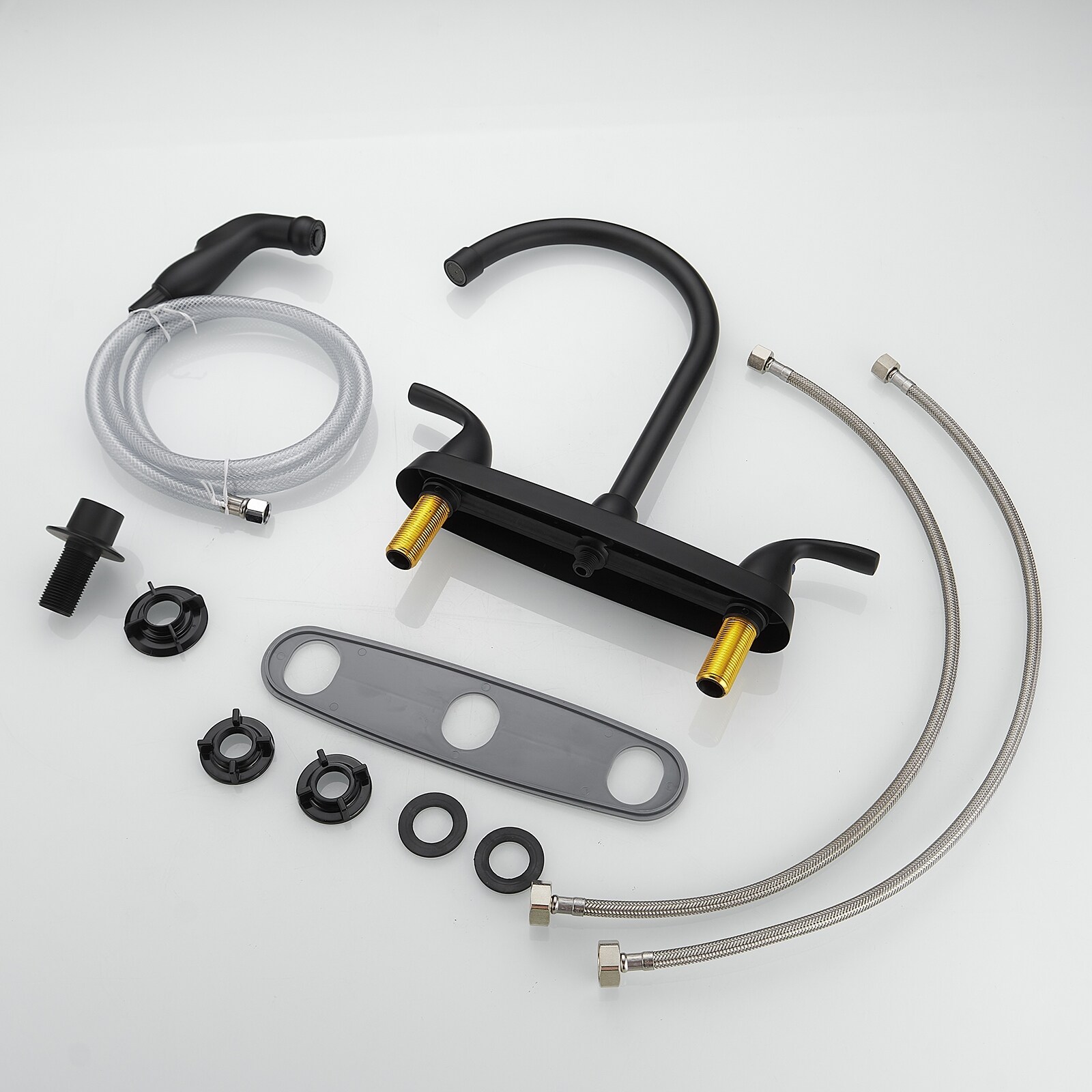 WIZ Two-Handle 4 Holes Kitchen Sink Faucet With Side Sprayer