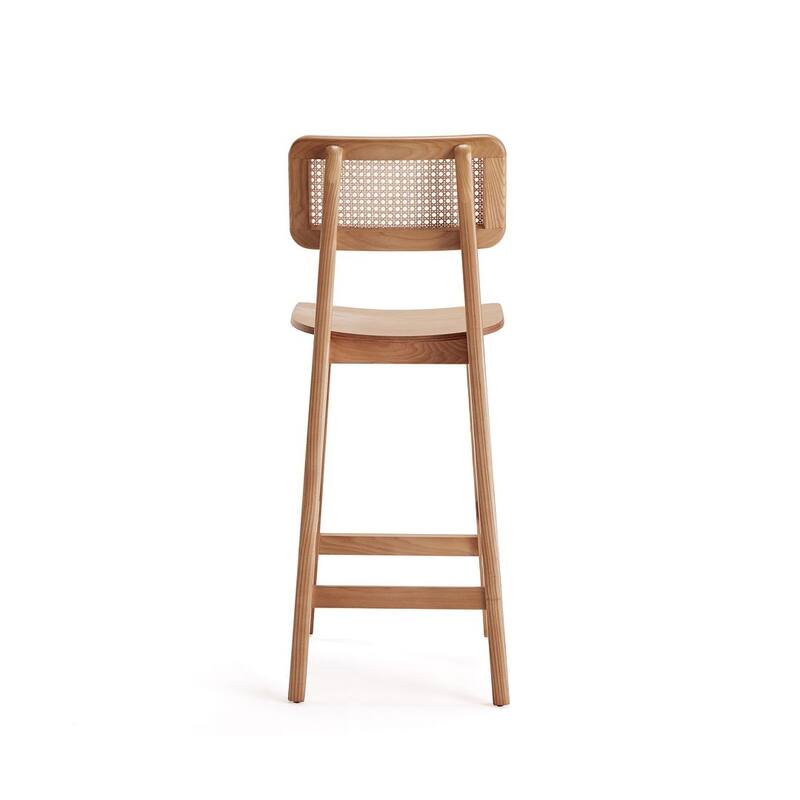 Manhattan Comfort Versailles Counter Stool in Black and Natural Cane