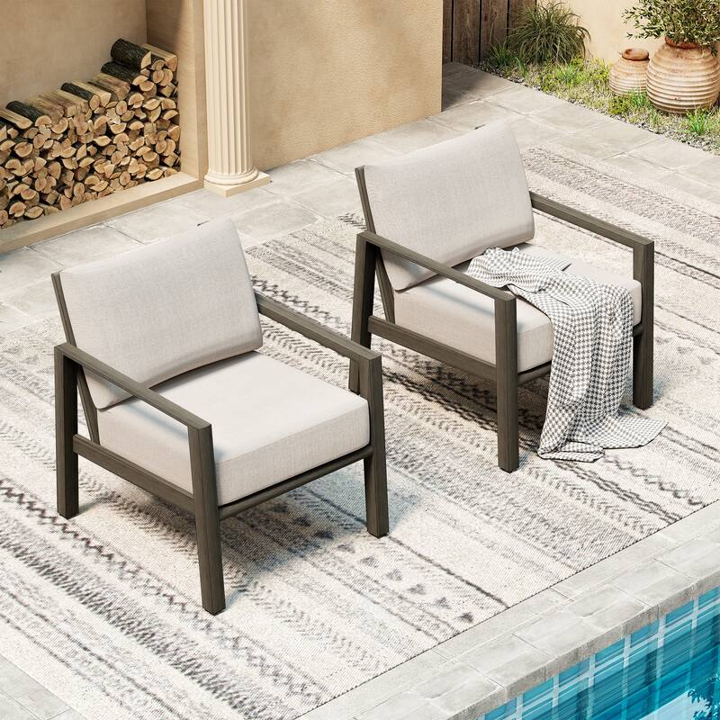 Nimbus 2-Piece Brown Aluminum Patio Sofa Chair with Sunbrella Light Gray Cushions