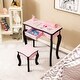 preview thumbnail 3 of 8, Costway Kid Vanity Set Wooden Makeup Table Stool Tri-Folding Mirror - See Details
