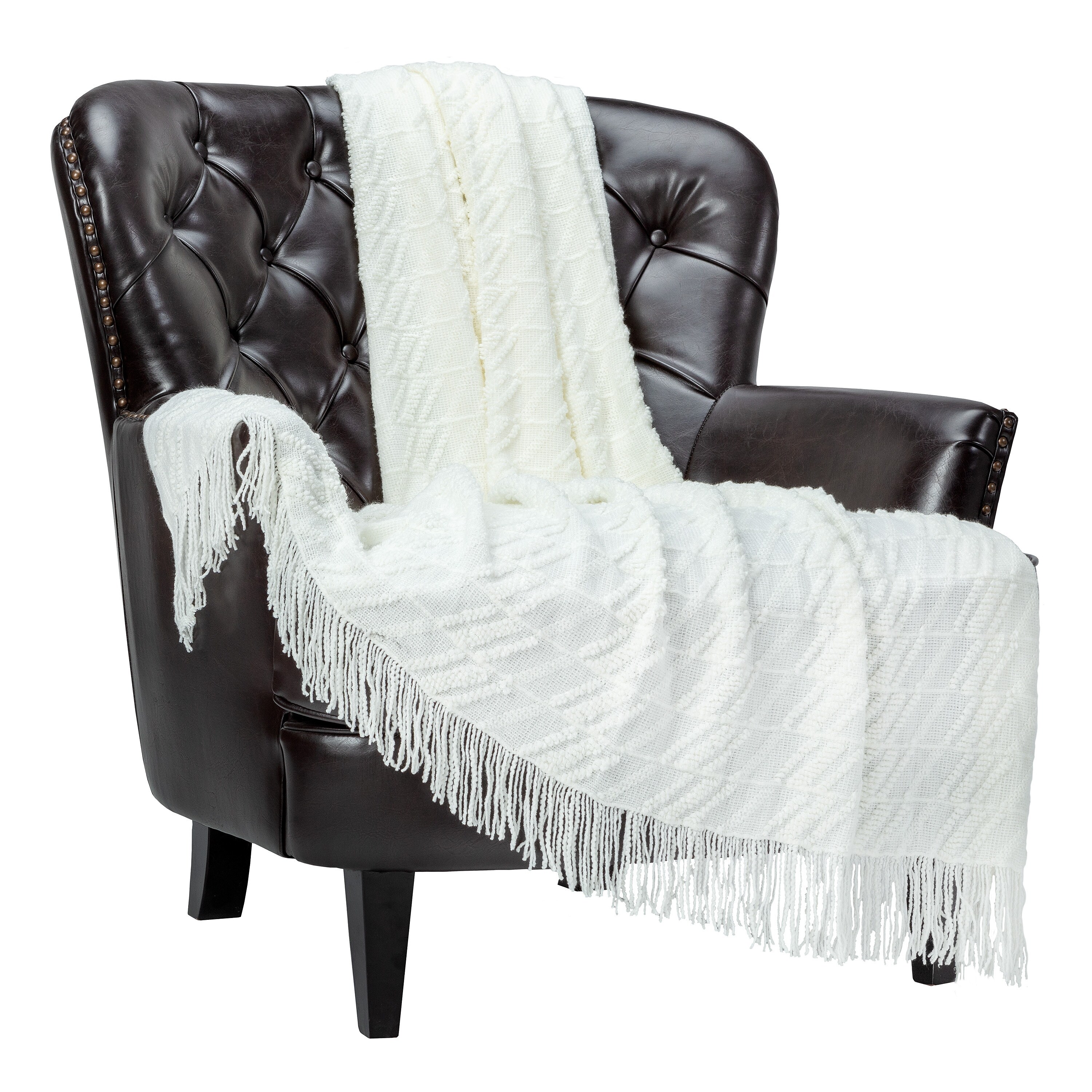 ChanasyaChanasya Textured Boho Knit Throw Blanket With Tassels DailyMail