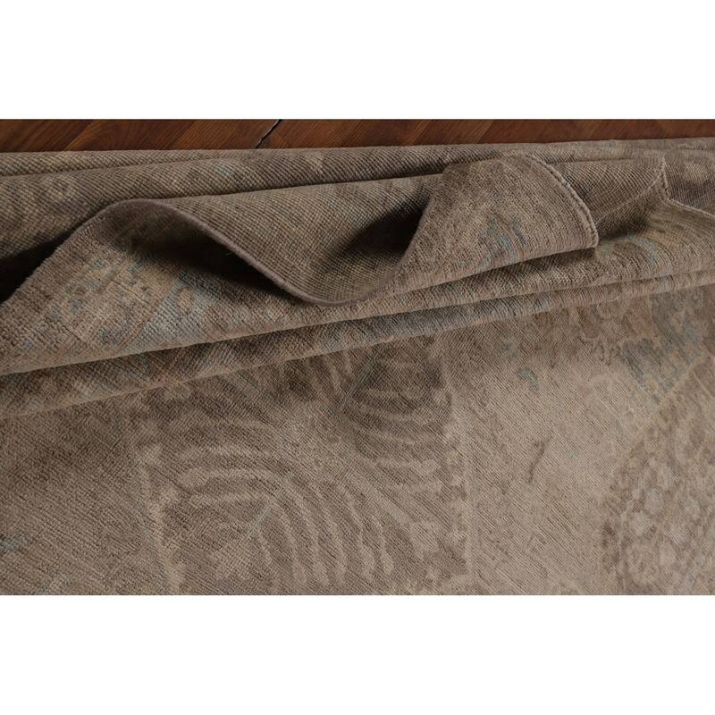 Oushak Turkish Area Rug Vegetable Dye Hand-Knotted Wool Carpet - 8'3"x 9'10"