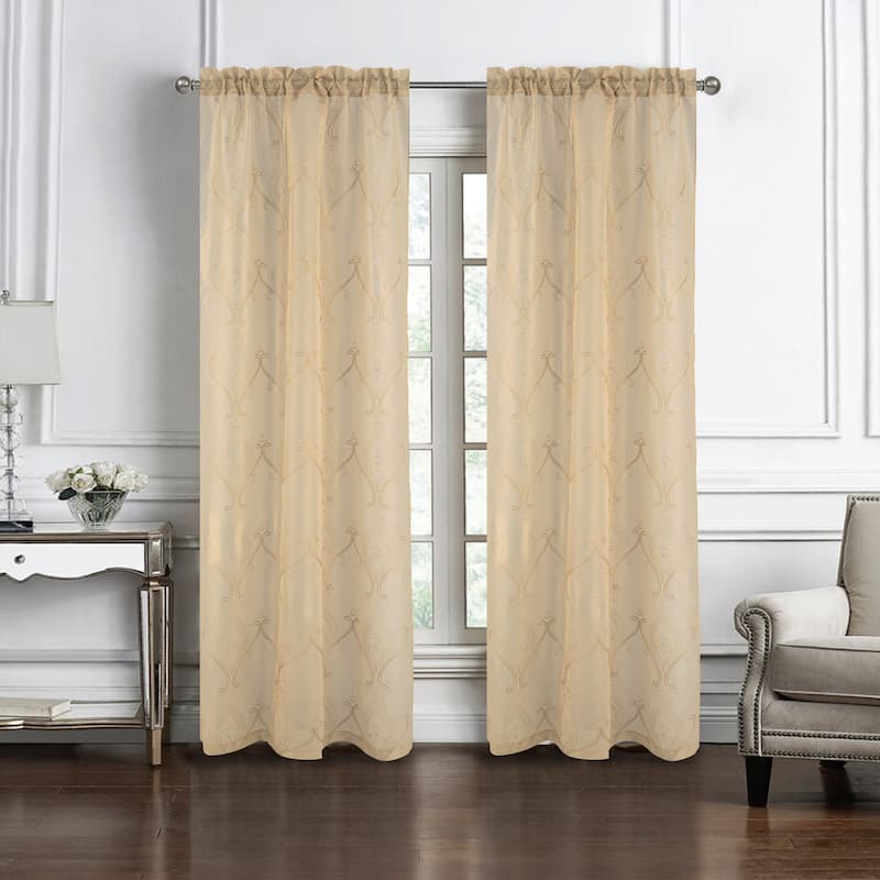 Embroidered Sheer Window Curtain Collection 84" or 95"