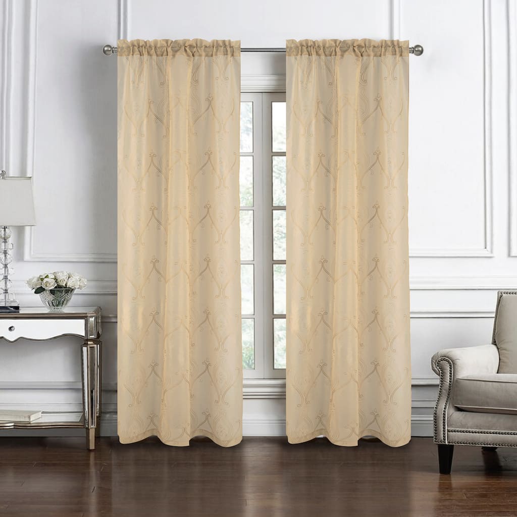 Embroidered Sheer Window Curtain Collection 84" or 95"