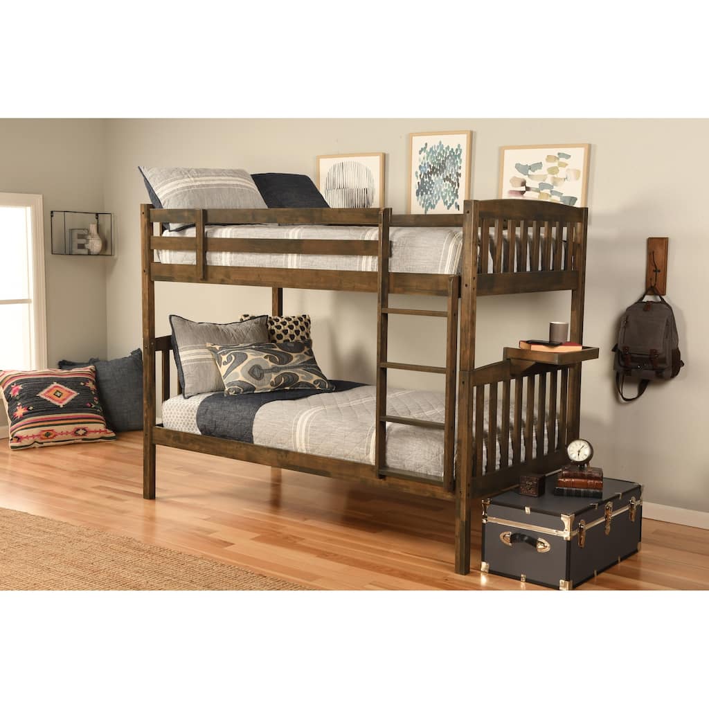 Somette Claire Twin Bunk Bed with Storage, Trundle and Tray Options in Rustic Walnut (Mattresses Not Included)