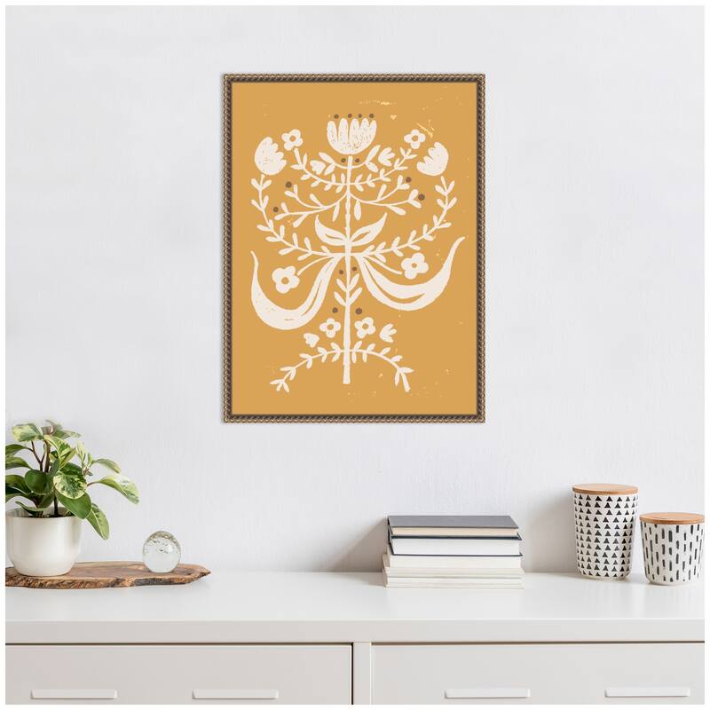 Kate and Laurel Bungalow Charm Golden Rod by Vicky Yorke Framed Canvas Wall Art Print