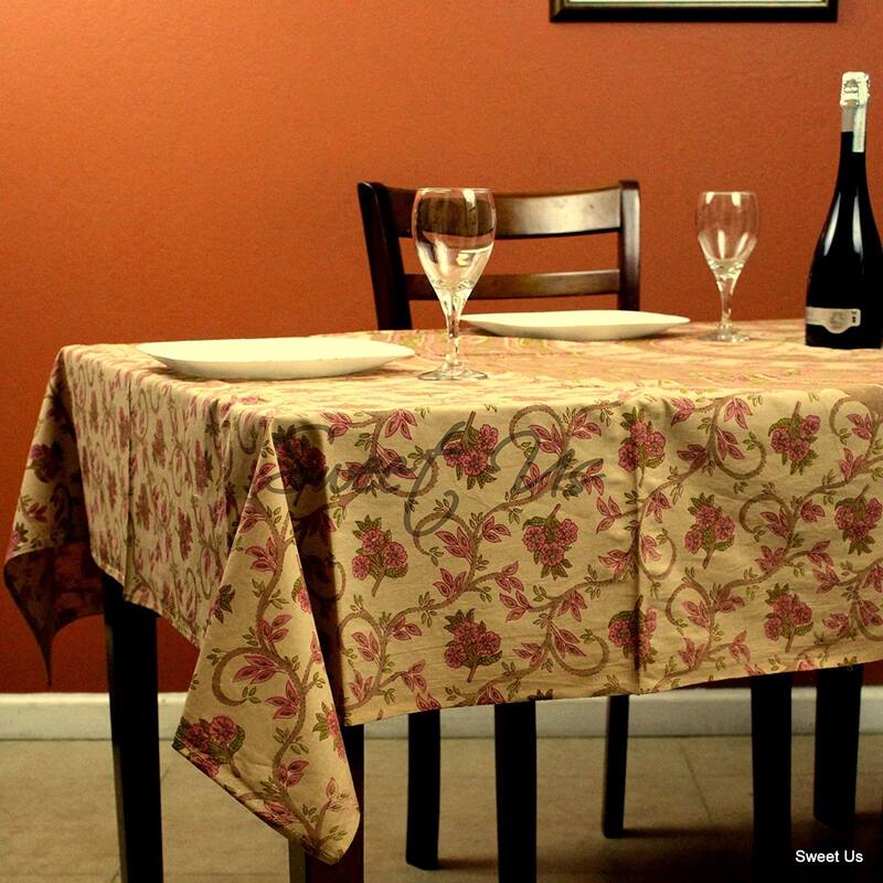Cotton Artistic Classic Floral Vine Tablecloth Rectangle Collection