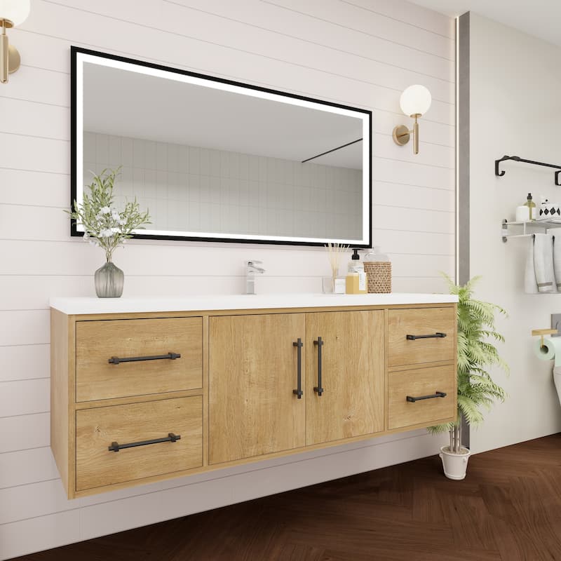 Victoria 60'' Wall-mounted Vanity with Single Reinforced Acrylic Sink - 59.5