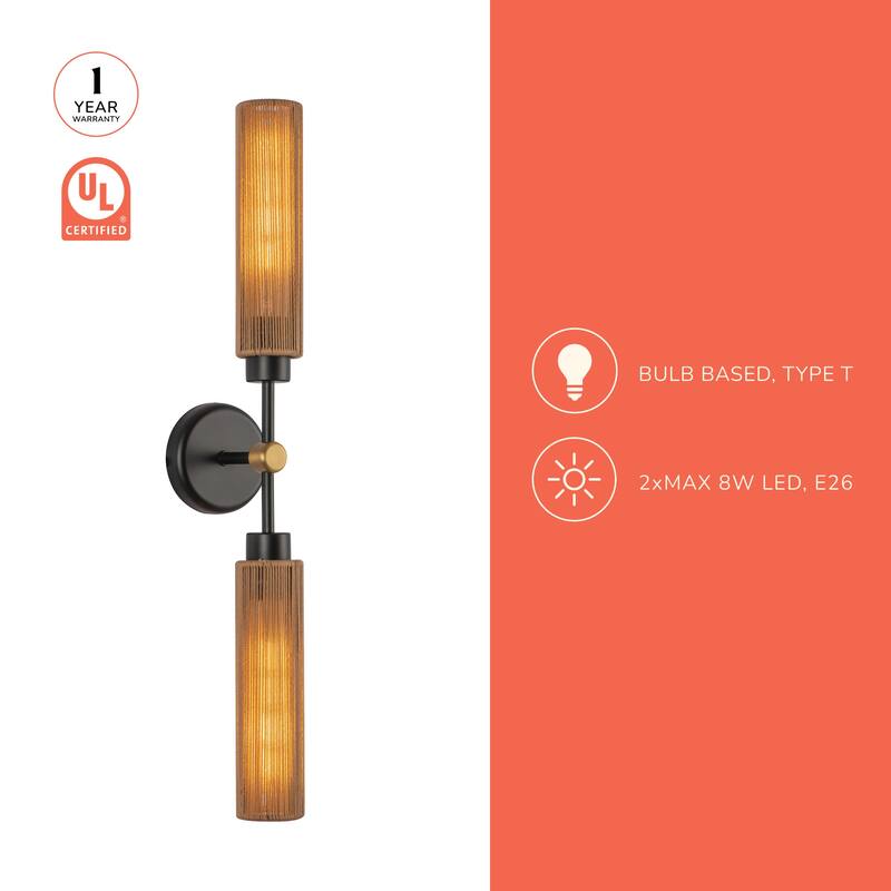 Alora Lighting WV491223 Colby 2 Light 3" Wide Bath Bar with Cotton