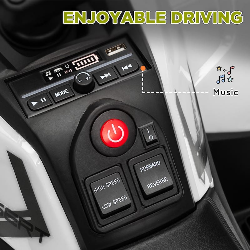 Qaba 12V Kids ATV, 4 Wheeler Quad, 3.7Mph Battery Powered Ride on Car with 4 Suspension Wheels, Storage Basket, LED Lights