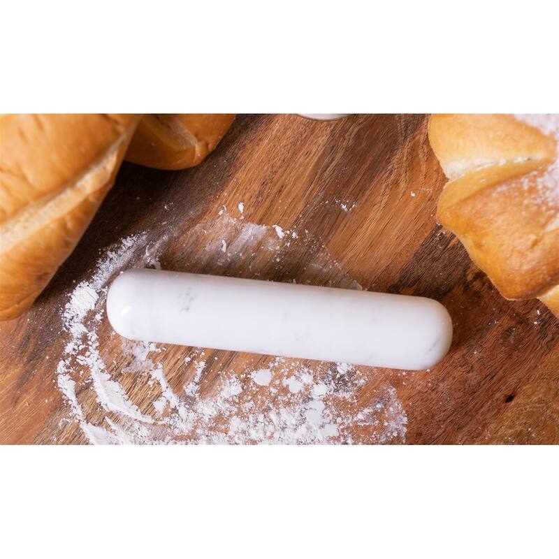 White Marble Rolling Pin w/ Base -ST - White