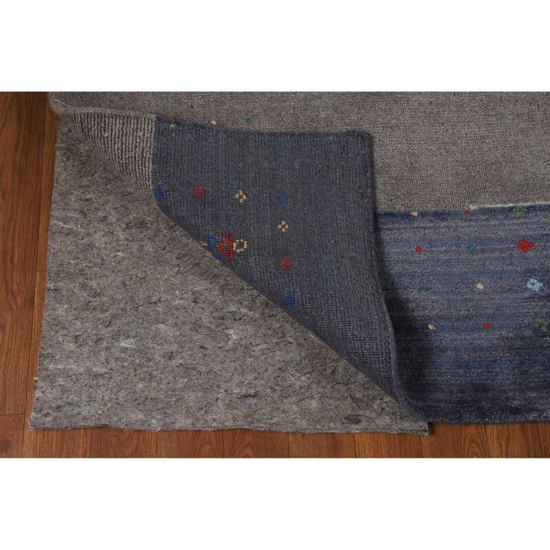 Hand Knotted Oriental 100% Wool Carpet Tribal Tribal Greys & Charcoal Gabbeh Area Rug - 8' 1'' X 5' 5''