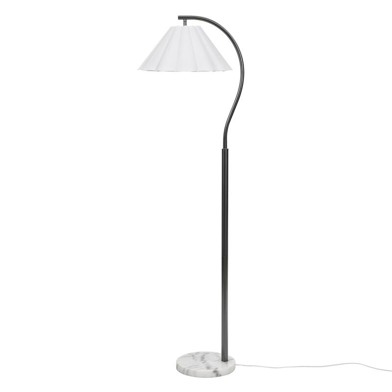 Tamara Day for Stylecraft Vivienne Floor Lamp - White Marble & Black Nickel - White