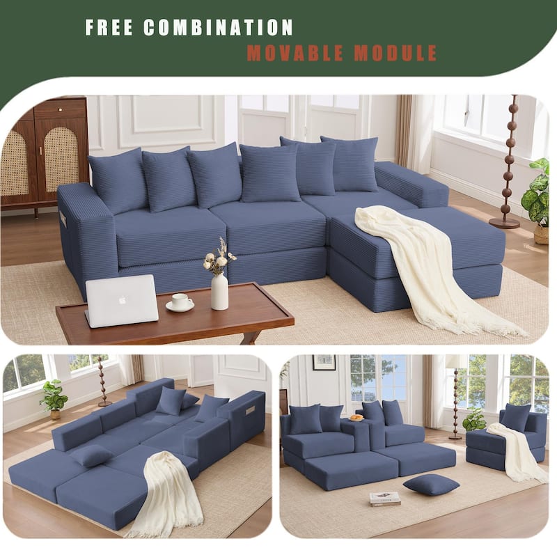 10-in-1 Convertible Sofa Sectional - Blue