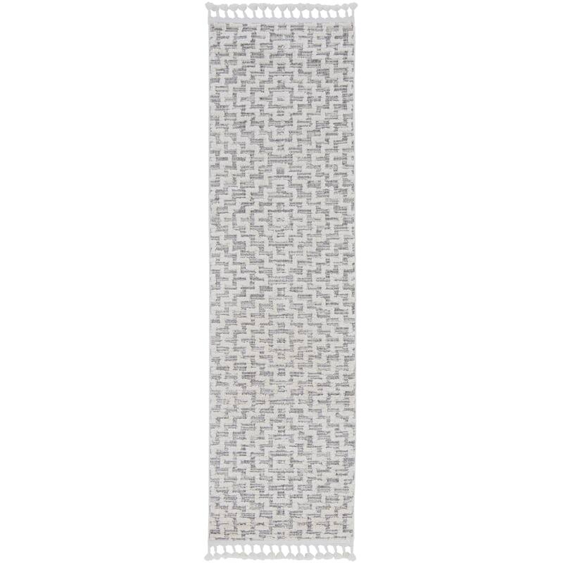 The Curated Nomad Roehamp Textured Moroccan Rug with Fringe - 2'2" x 7'7" Runner