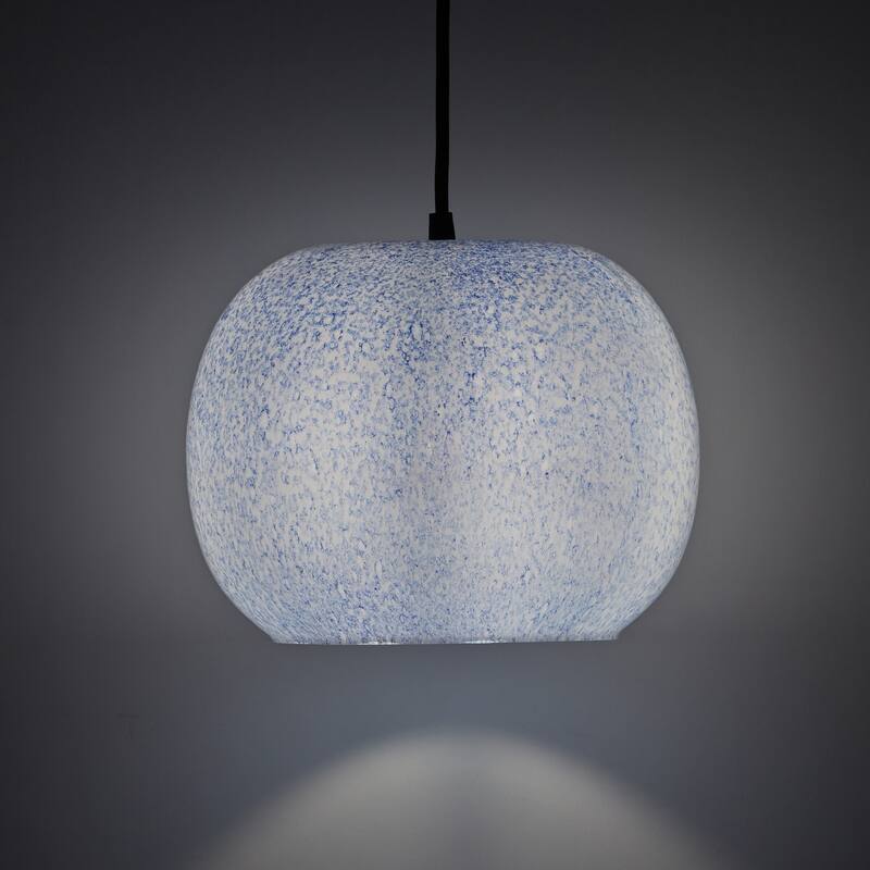 Marina River of Goods Nickel Metal and White/Blue Glass 9.8-Inch Pendant Light with Adjustable Hanging Cord