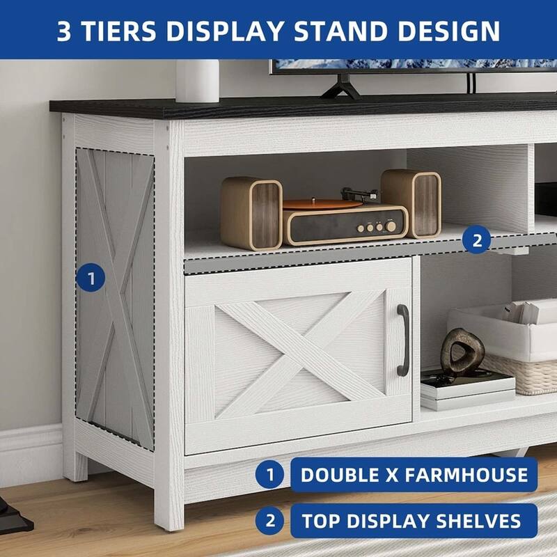 59" Farmhouse Coffee Bar Cabinet Sideboard Buffet with Power Outlets - 58 inches