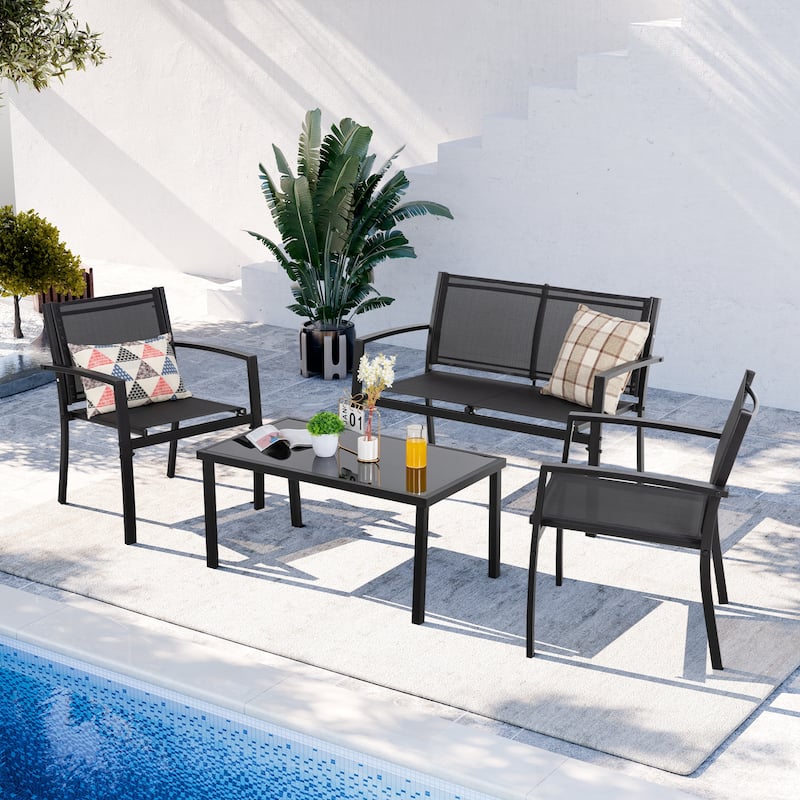 Futzca 4-Piece Outdoor Patio Furniture Set, Textilene Bistro Patio Set